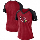 Women Arizona Cardinals Nike Top V Neck T-Shirt Cardinal Black